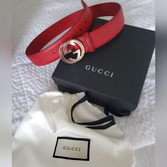 Gucci Red Leather Belt with Silver Buckle - Picture 5 of 5
